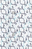 Kırık Beyaz Uzun Kol Baskılı Slim Fit Dar Kesim Pamuk Gömlek