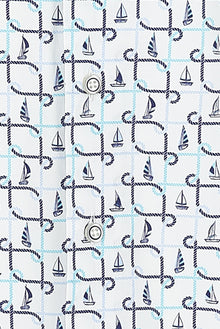 Kırık Beyaz Uzun Kol Baskılı Slim Fit Dar Kesim Pamuk Gömlek