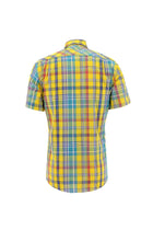 Koyu Sarı Kısa Kol Regular Fit Ekose Spor Pamuk Gömlek