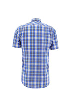 Kobalt Mavi Kısa Kol Regular Fit Ekose Spor Pamuk Gömlek