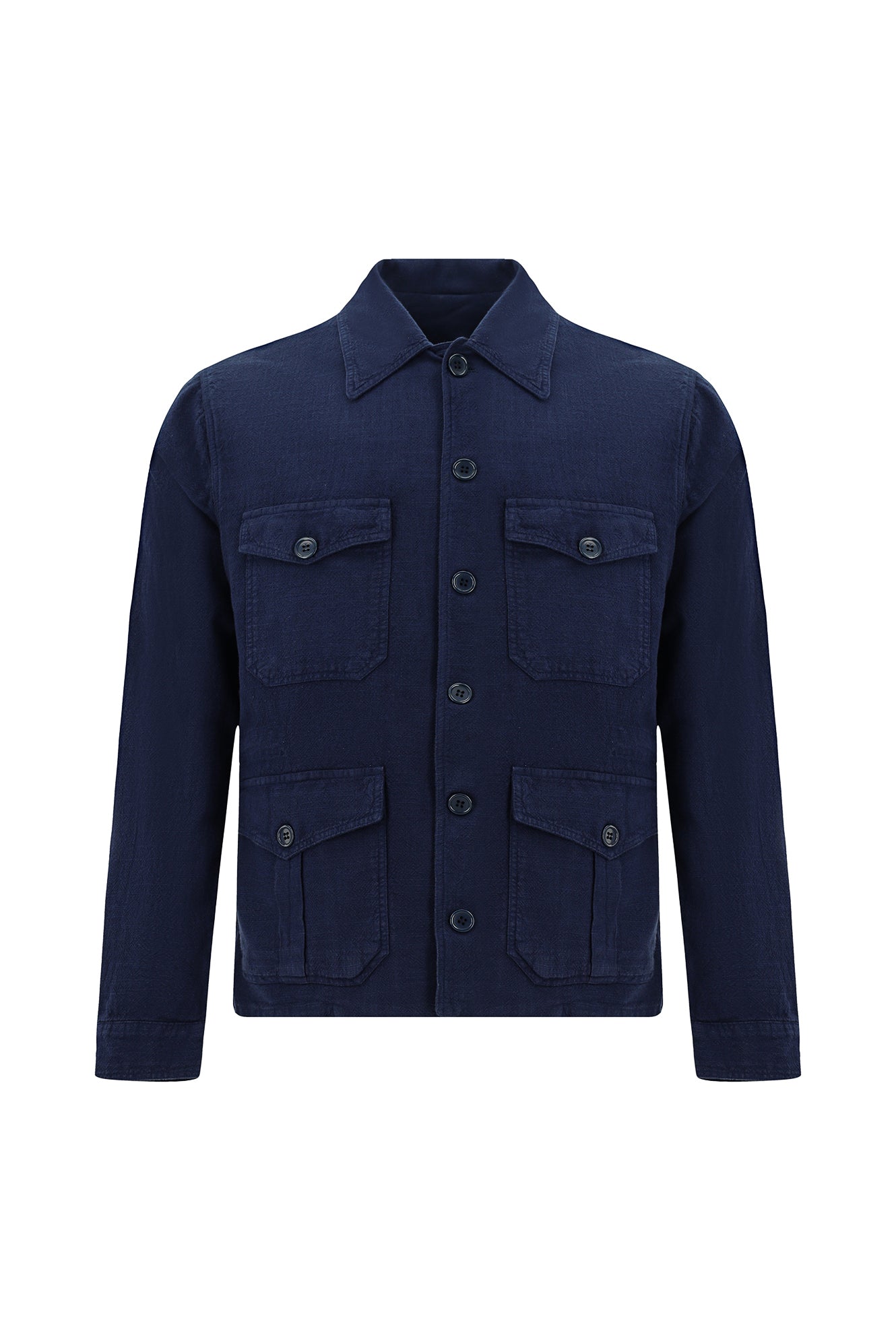 Orta Lacivert Mevsimlik Spor Pamuklu Keten Mont