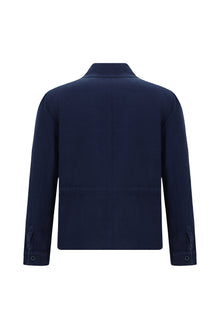 Orta Lacivert Mevsimlik Spor Pamuklu Keten Mont