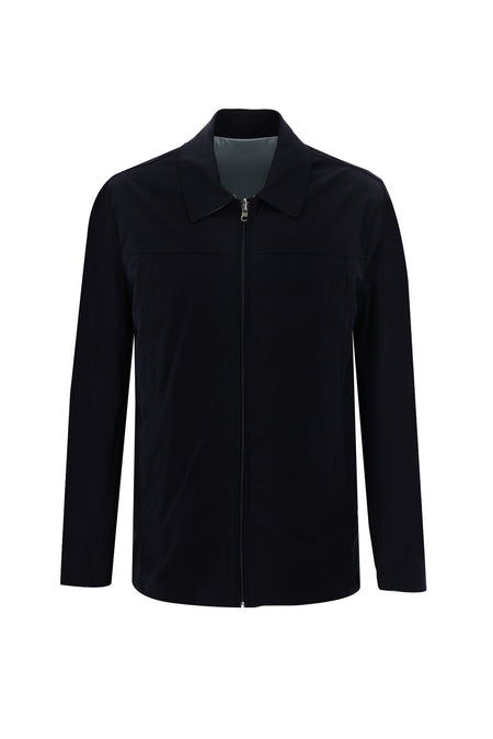Orta Lacivert Slim Fit Dar Kesim Mevsimlik Çift Tarafl? Mont-Abdullah Ki??l?