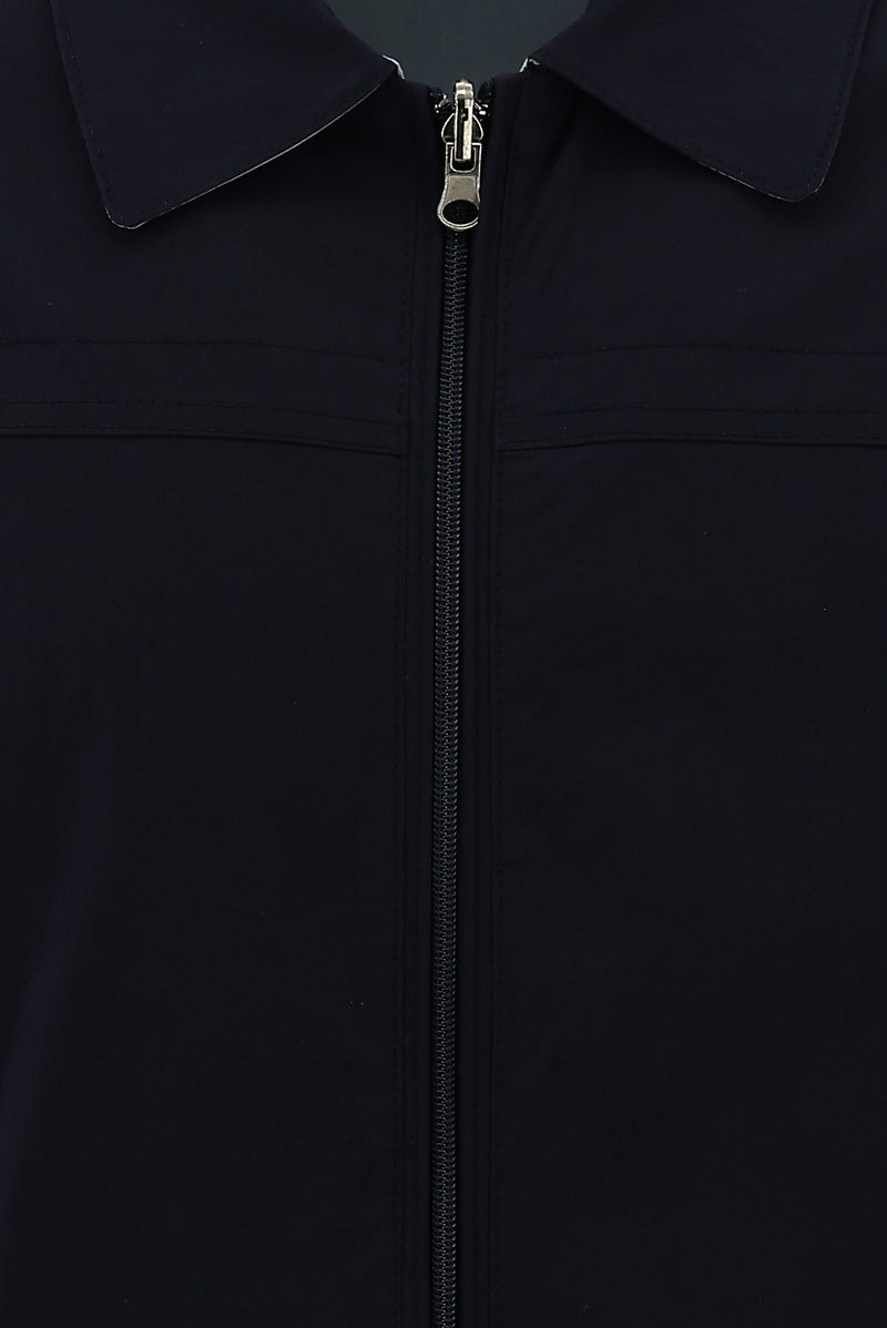Orta Lacivert Slim Fit Dar Kesim Mevsimlik Çift Taraflı Mont
