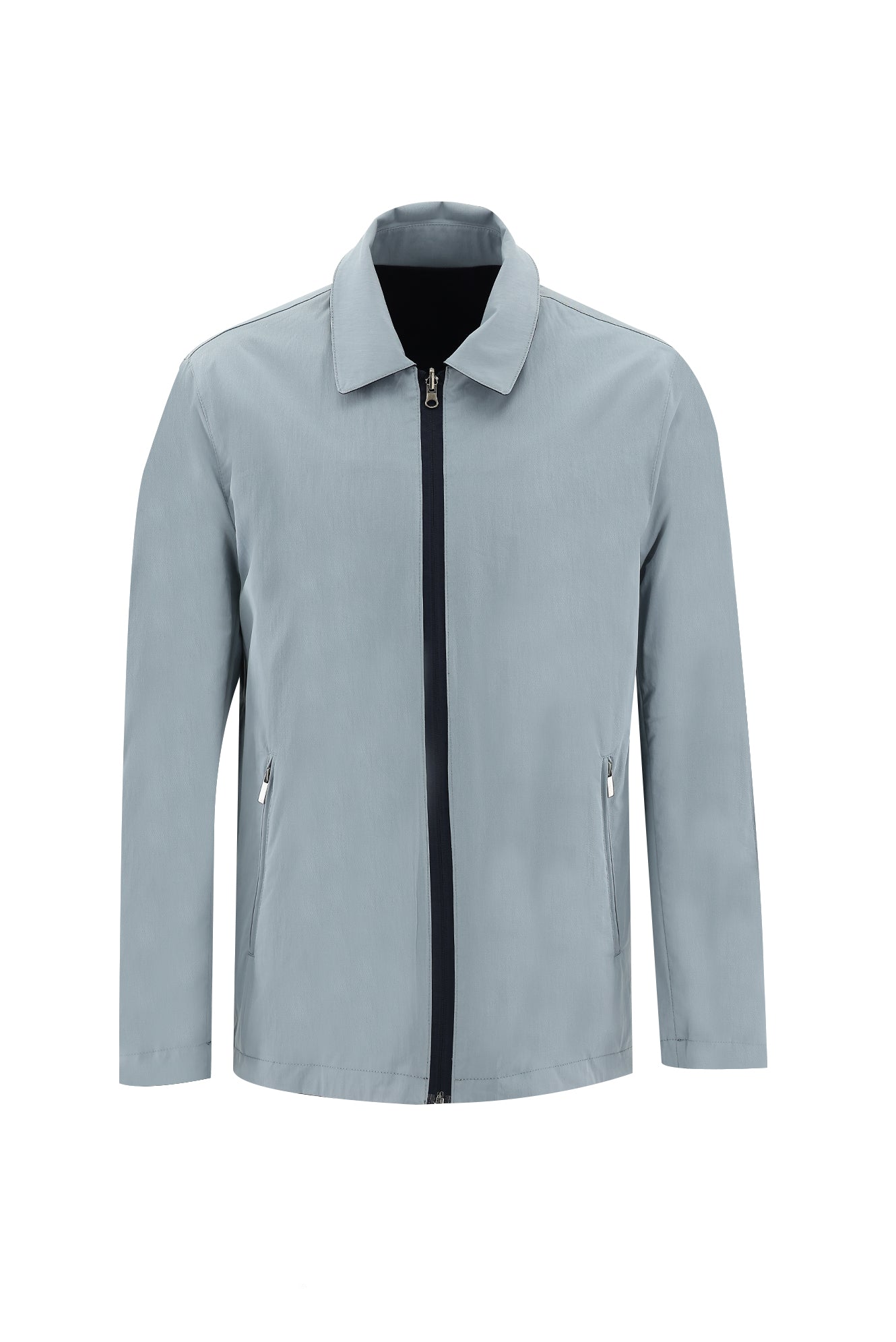 Orta Lacivert Slim Fit Dar Kesim Mevsimlik Çift Tarafl? Mont-Abdullah Ki??l?