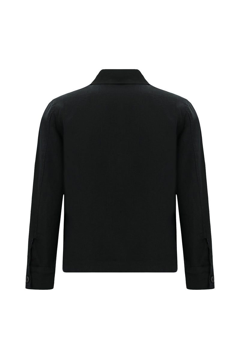 Siyah Slim Fit Dar Kesim Mevsimlik Spor Keten Mont