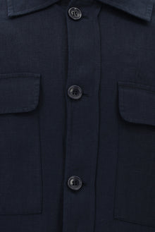 Koyu Lacivert Slim Fit Dar Kesim Mevsimlik Spor Keten Mont