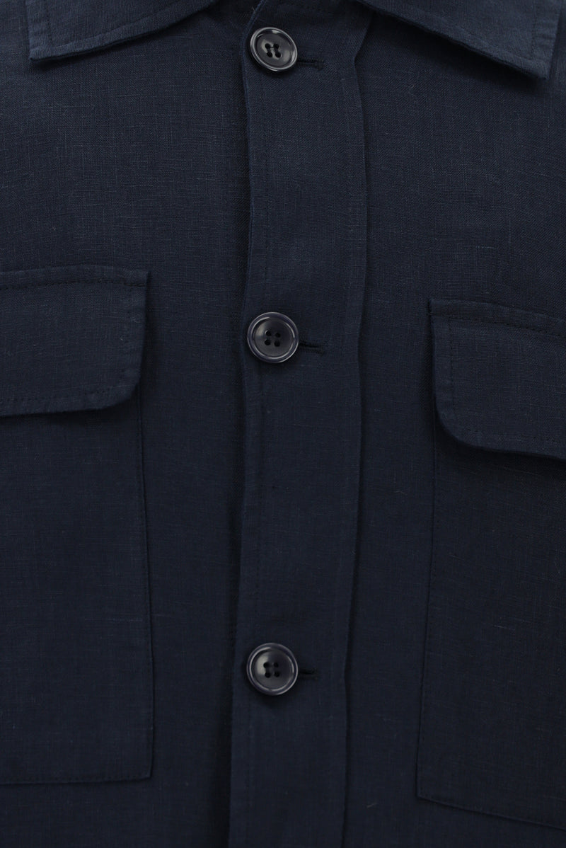 Koyu Lacivert Slim Fit Dar Kesim Mevsimlik Spor Keten Mont