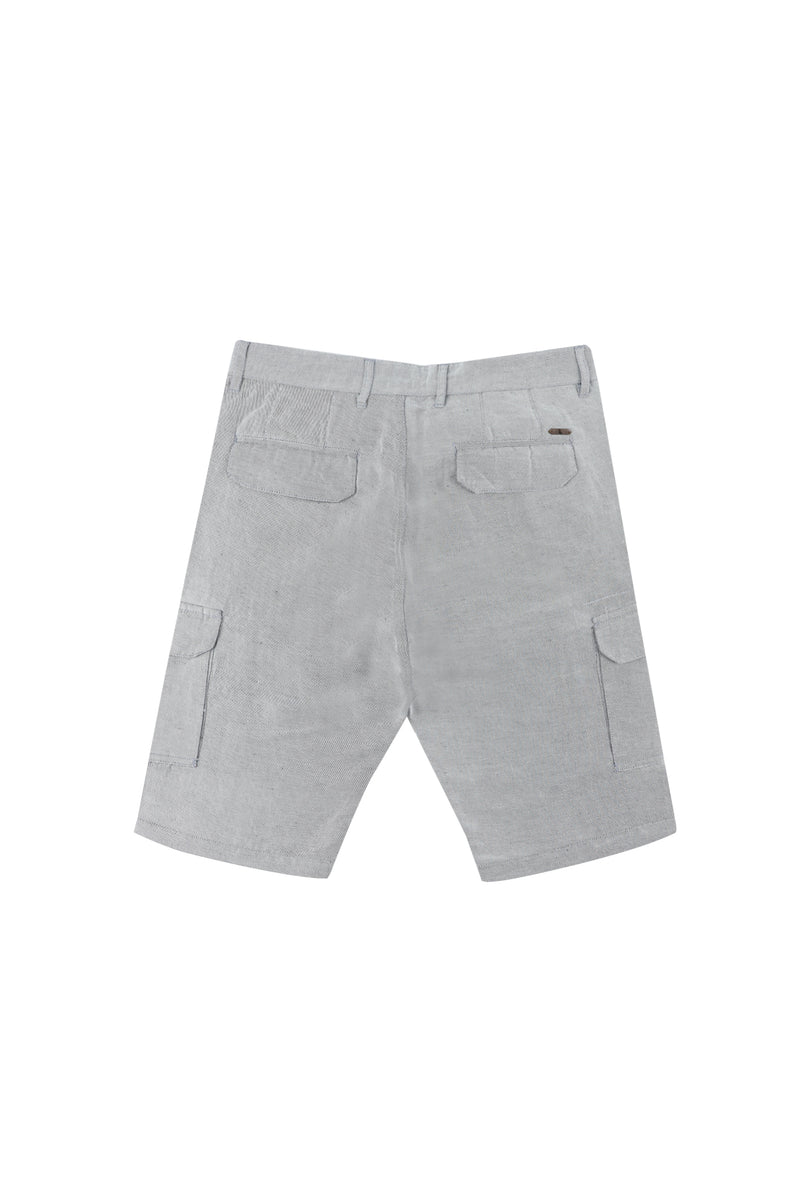 Açık Lacivert Regular Fit Keten Bermuda Şort