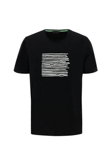 Siyah Bisiklet Yaka Regular Fit Bask?l? T-shirt-Abdullah Ki??l?