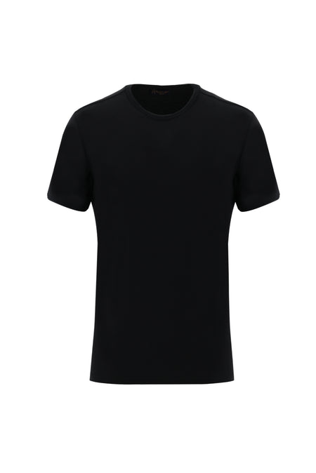 Siyah Bisiklet Yaka Slim Fit Dar Kesim T-shirt