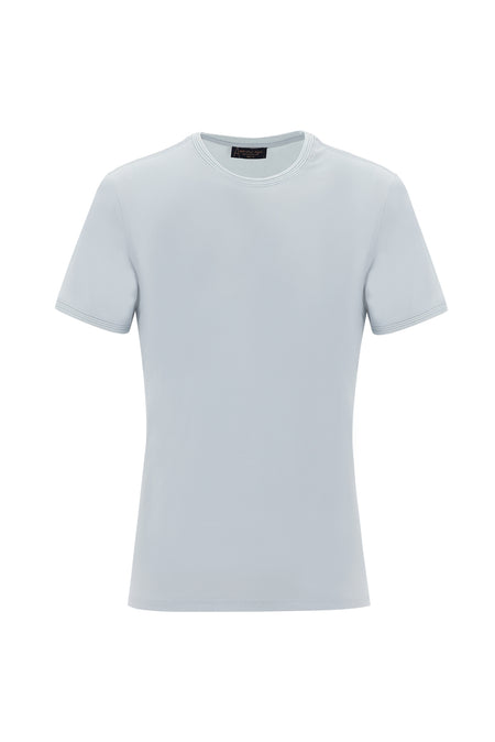 Açık Mavi Bisiklet Yaka Slim Fit Dar Kesim T-shirt