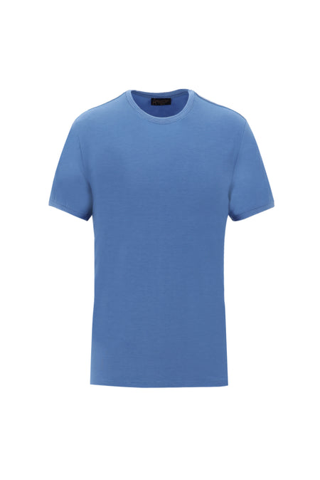 Havacı Mavi Bisiklet Yaka Slim Fit Dar Kesim T-shirt