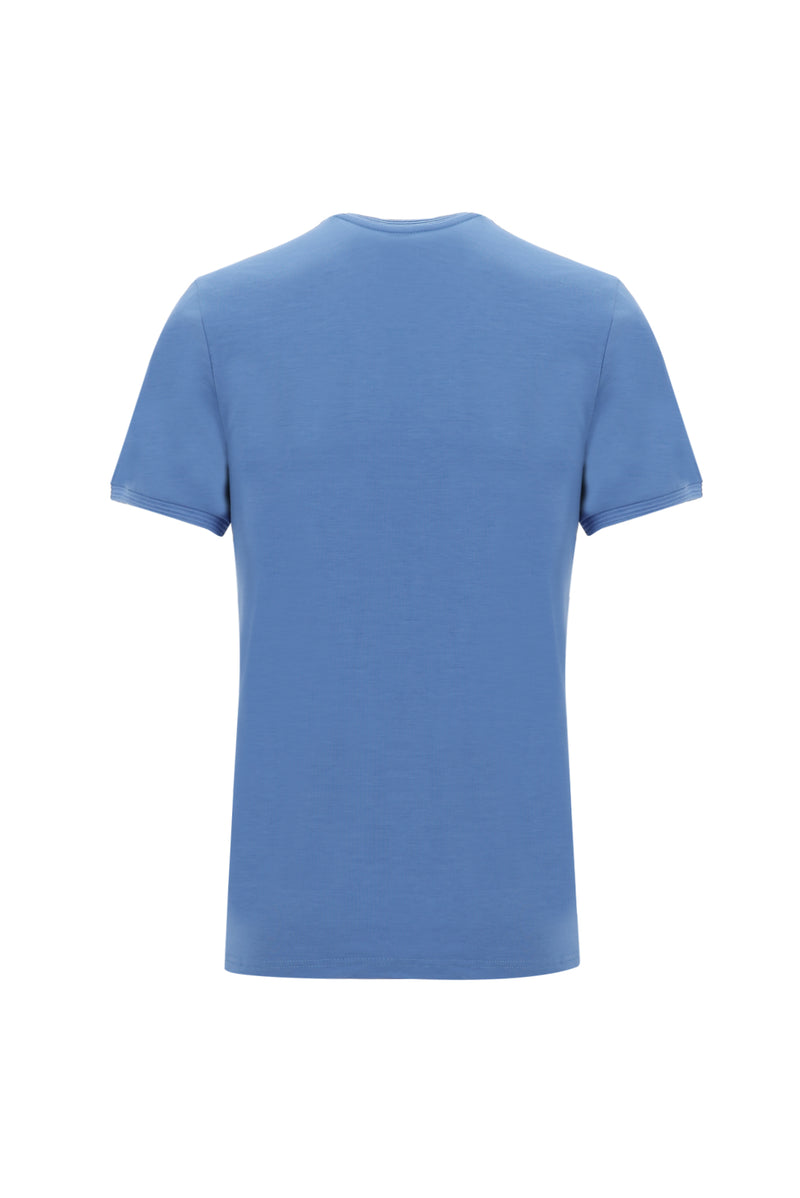 Havacı Mavi Bisiklet Yaka Slim Fit Dar Kesim T-shirt