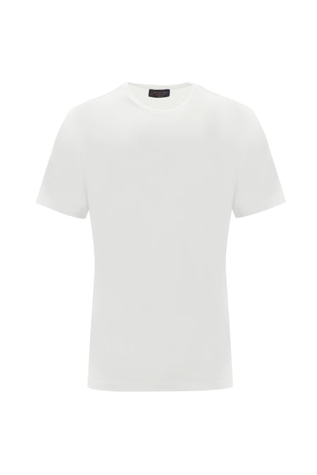 Beyaz Bisiklet Yaka Slim Fit Dar Kesim T-shirt