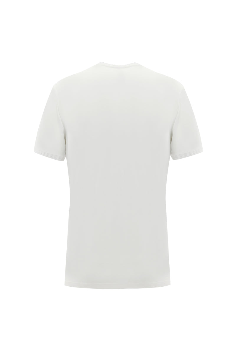 Beyaz Bisiklet Yaka Slim Fit Dar Kesim T-shirt