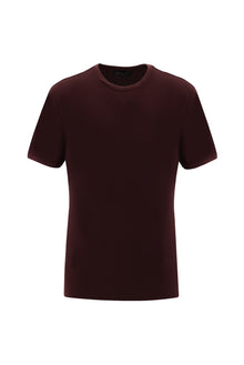 Koyu Bordo Bisiklet Yaka Slim Fit Dar Kesim T-shirt