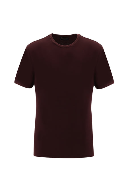 Koyu Bordo Bisiklet Yaka Slim Fit Dar Kesim T-shirt