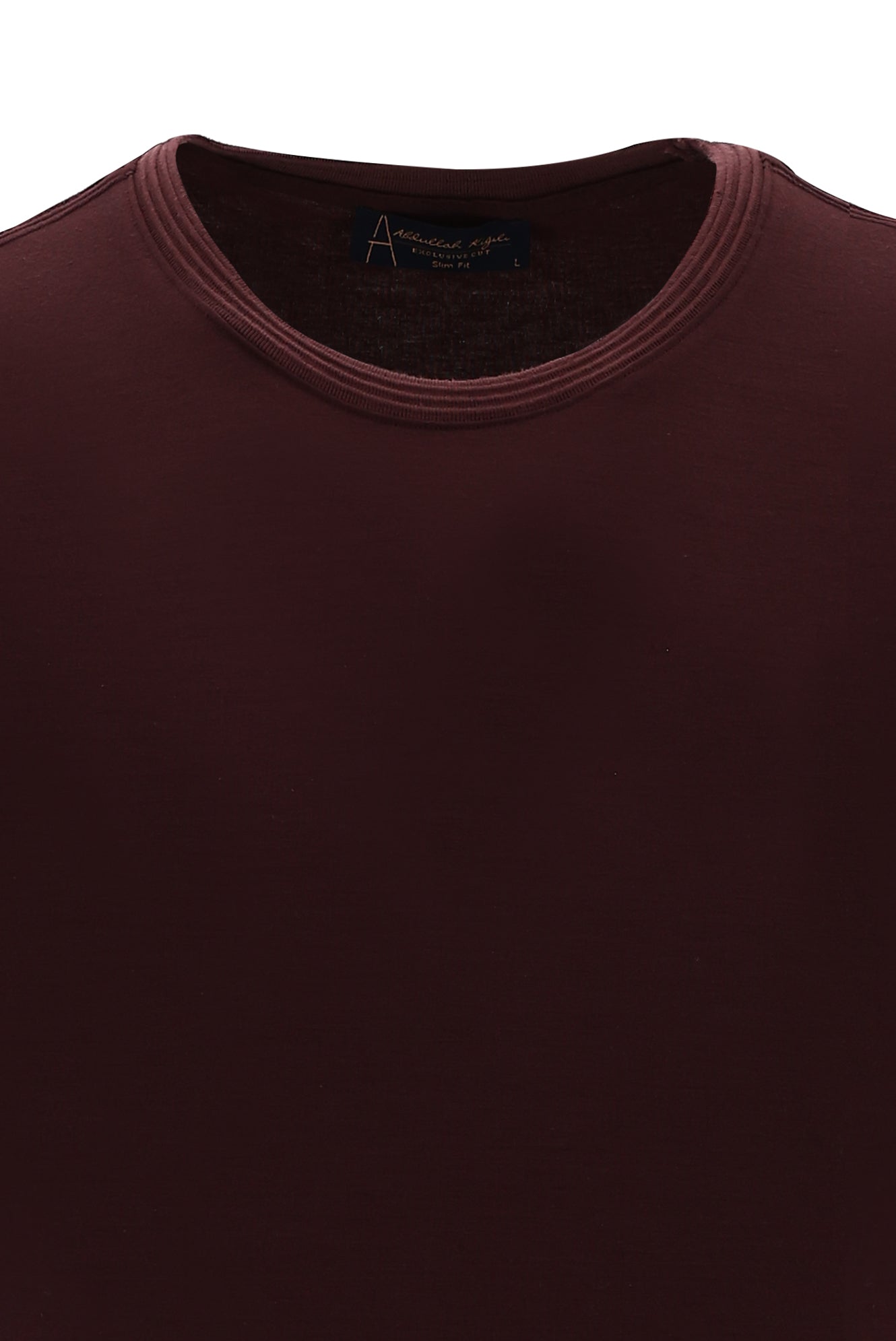 Koyu Bordo Bisiklet Yaka Slim Fit Dar Kesim T-shirt