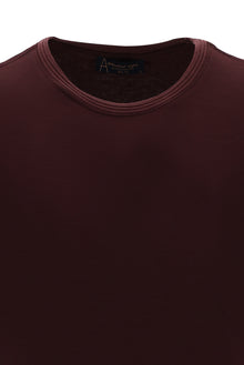 Koyu Bordo Bisiklet Yaka Slim Fit Dar Kesim T-shirt