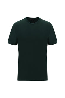 Koyu Yeşil Bisiklet Yaka Slim Fit Dar Kesim T-shirt