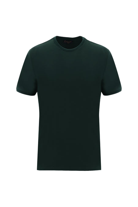 Koyu Ye?il Bisiklet Yaka Slim Fit Dar Kesim T-shirt-Abdullah Ki??l?