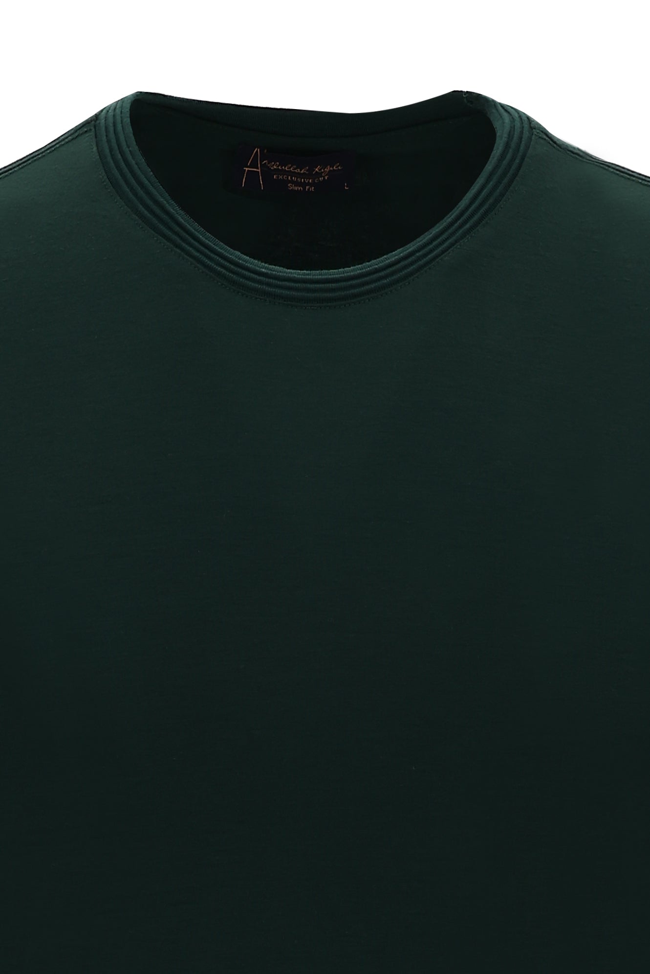 Koyu Yeşil Bisiklet Yaka Slim Fit Dar Kesim T-shirt