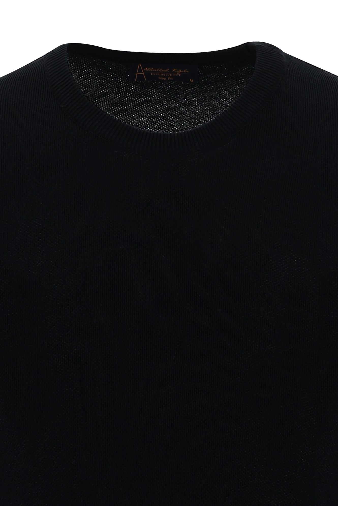 Siyah Bisiklet Yaka Slim Fit Dar Kesim T-shirt