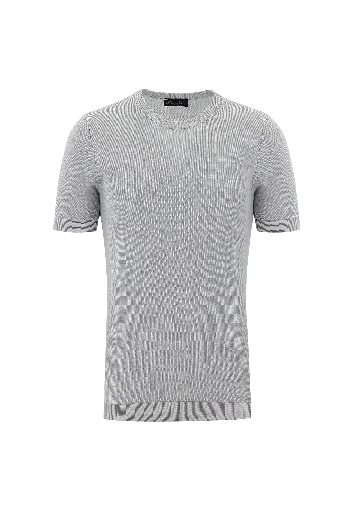 Orta Gri Bisiklet Yaka Desenli Slim Fit Dar Kesim T-shirt