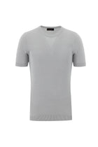 Orta Gri Bisiklet Yaka Desenli Slim Fit Dar Kesim T-shirt