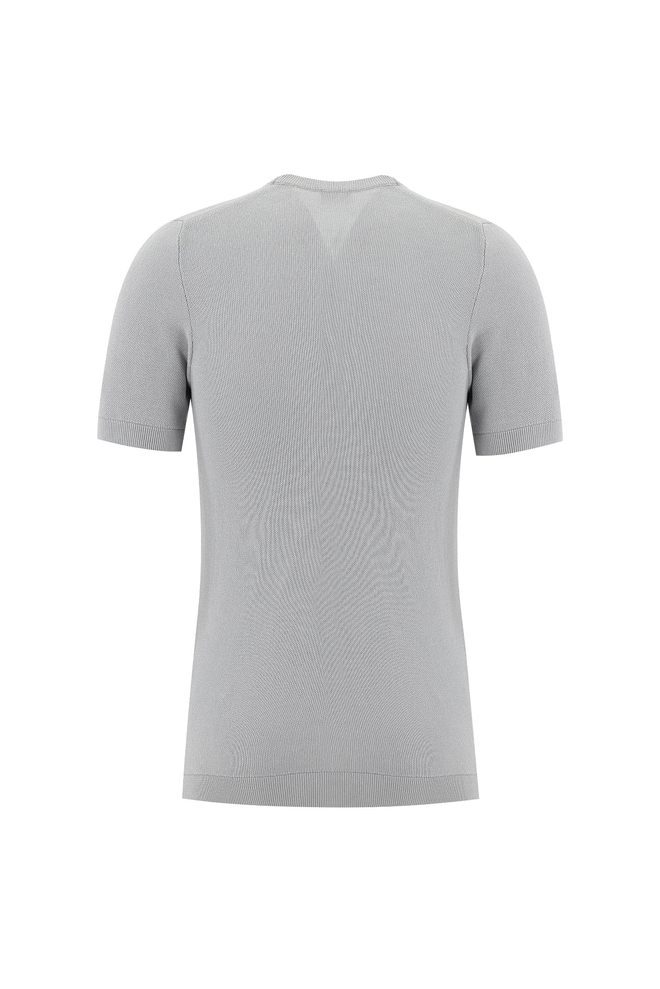 Orta Gri Bisiklet Yaka Desenli Slim Fit Dar Kesim T-shirt