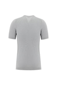 Orta Gri Bisiklet Yaka Desenli Slim Fit Dar Kesim T-shirt