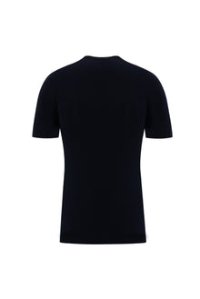 Orta Lacivert Bisiklet Yaka Slim Fit Dar Kesim T-shirt