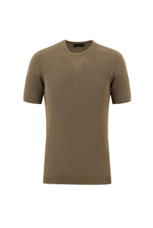 Taba Bisiklet Yaka Slim Fit Dar Kesim T-shirt