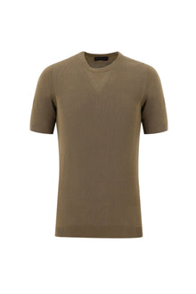 Taba Bisiklet Yaka Slim Fit Dar Kesim T-shirt-Abdullah Ki??l?