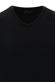 Siyah V Yaka Slim Fit Dar Kesim T-shirt-Abdullah Ki??l?