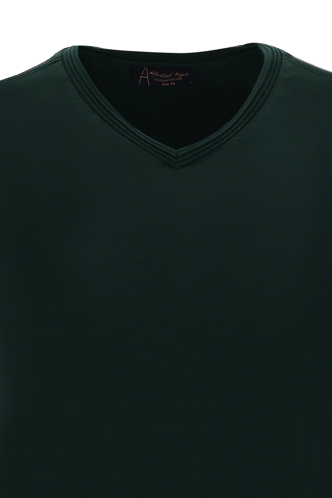 Koyu Yeşil V Yaka Slim Fit Dar Kesim T-shirt