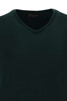 Koyu Yeşil V Yaka Slim Fit Dar Kesim T-shirt
