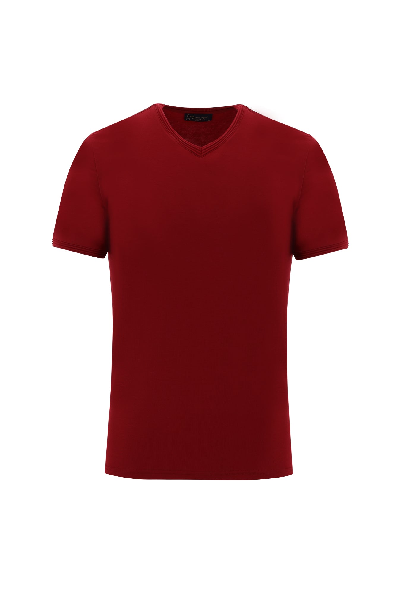 Koyu Kırmızı V Yaka Slim Fit Dar Kesim T-shirt