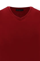 Koyu Kırmızı V Yaka Slim Fit Dar Kesim T-shirt