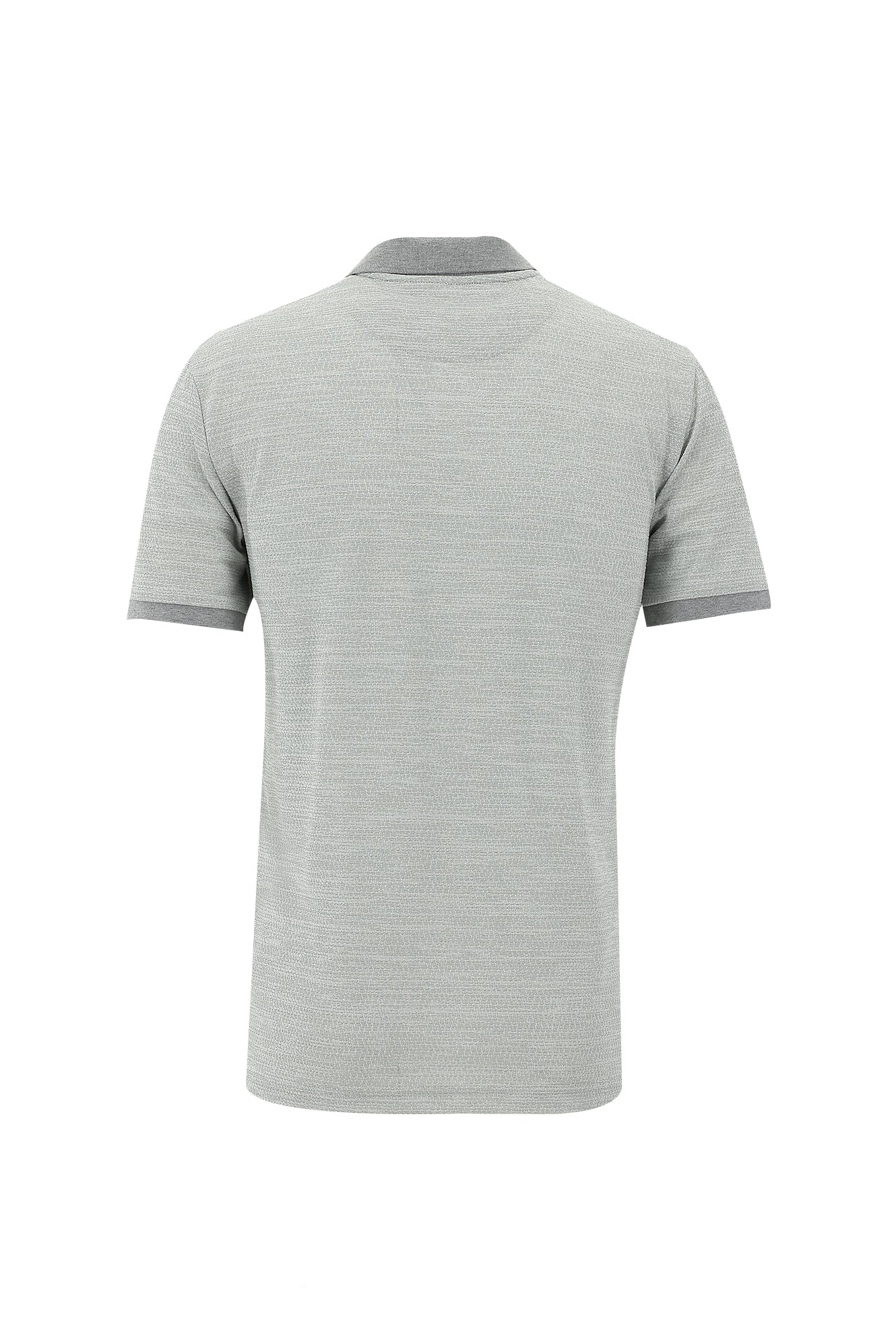 Orta Gri Polo Yaka Fermuarlı Regular Fit Desenli T-shirt