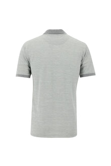 Orta Gri Polo Yaka Fermuarlı Regular Fit Desenli T-shirt