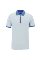 Açık Mavi Polo Yaka Fermuarlı Regular Fit Desenli T-shirt