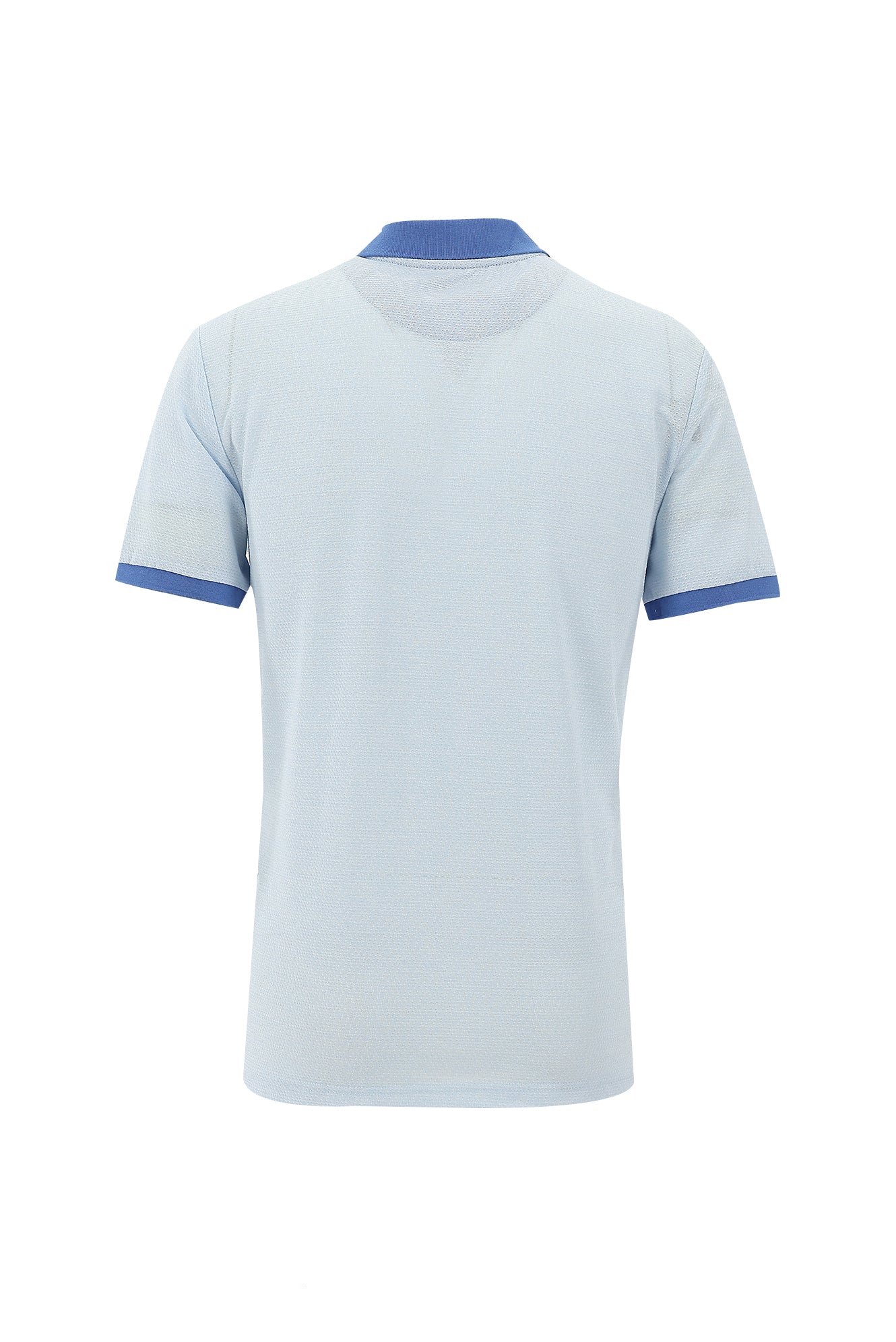 Açık Mavi Polo Yaka Fermuarlı Regular Fit Desenli T-shirt