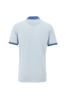 Açık Mavi Polo Yaka Fermuarlı Regular Fit Desenli T-shirt