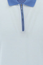 Açık Mavi Polo Yaka Fermuarlı Regular Fit Desenli T-shirt