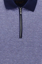 Saks Mavi Polo Yaka Fermuarlı Regular Fit Desenli T-shirt