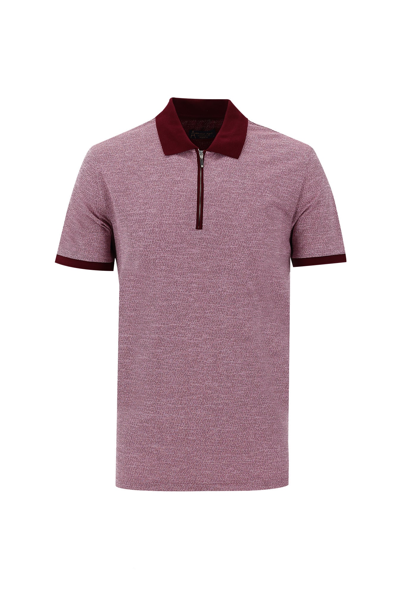 Mürdüm Polo Yaka Fermuarlı Regular Fit Desenli T-shirt