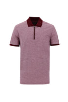Mürdüm Polo Yaka Fermuarlı Regular Fit Desenli T-shirt