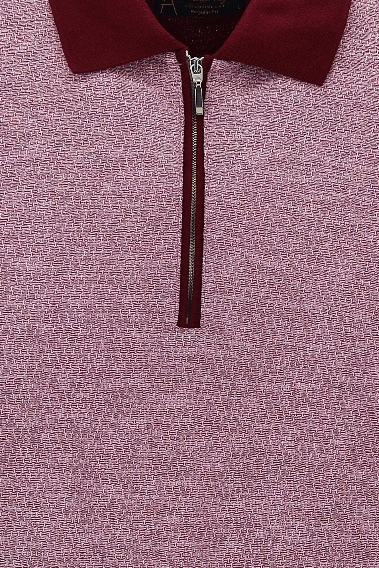 Mürdüm Polo Yaka Fermuarlı Regular Fit Desenli T-shirt